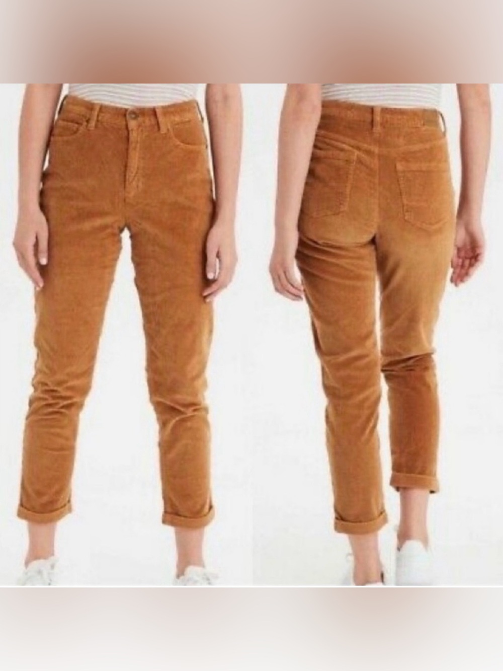 American Eagle Super Stretch High Rise Corduroy Mustard Yellow Mom Jean Sz 4